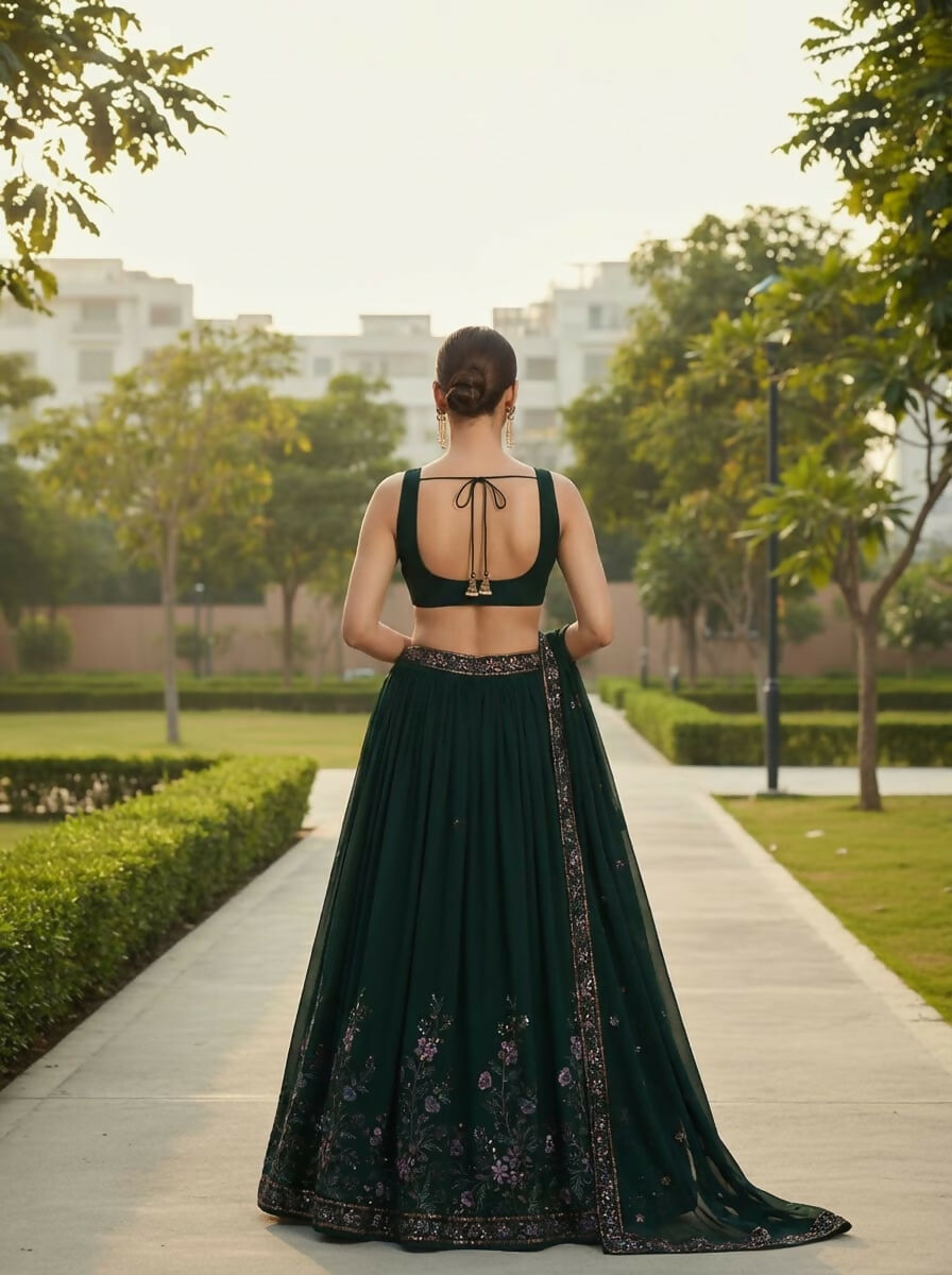 Lehenga Mart Designer Indian Wedding Lehenga Choli-Green | Grocsy