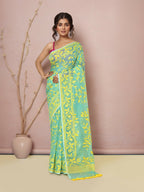 Joban Fashion Light Green Cotton Blend Jamdani Saree | Grocsy