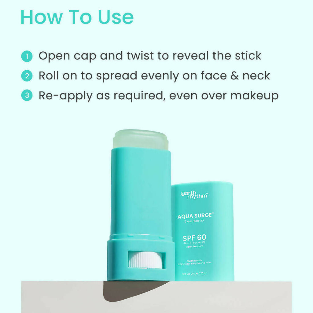 Earth Rhythm Aqua Surge Clear Sunstick SPF 60 | Grocsy