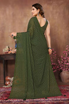 Aafreen Partywear Designer Green Rangoli Silk Fancy Saree | Grocsy