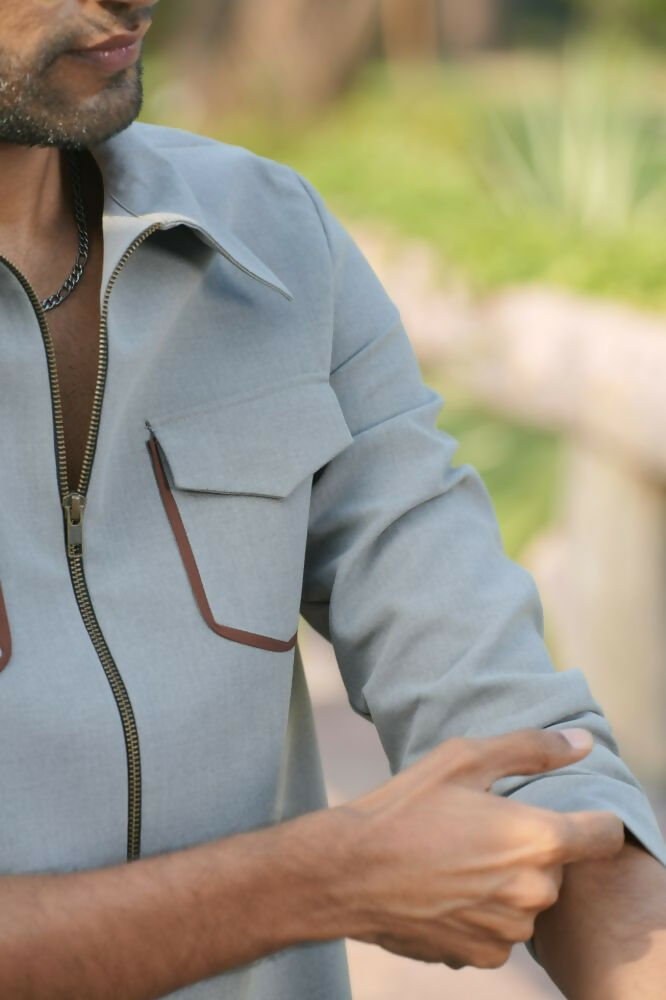 Laynox Distorted Gray Shacket by Hilo Design | Grocsy