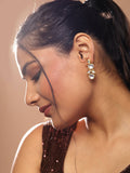 White Gold-Toned Contemporary Gold-Polished Drops Earrings - Ruby Raang | Grocsy