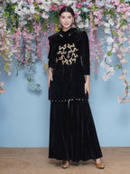 Joban Fashion Black Velvet Sharara Set | Grocsy