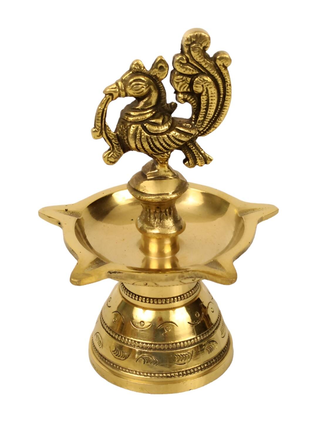 Spillbox Gold-Toned Brass Annam Five Face Diya Pooja Essential | Grocsy