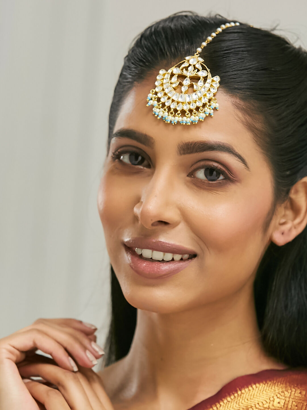 Nuyug 22k Gold Plated Crescent Maang Tikka | Grocsy