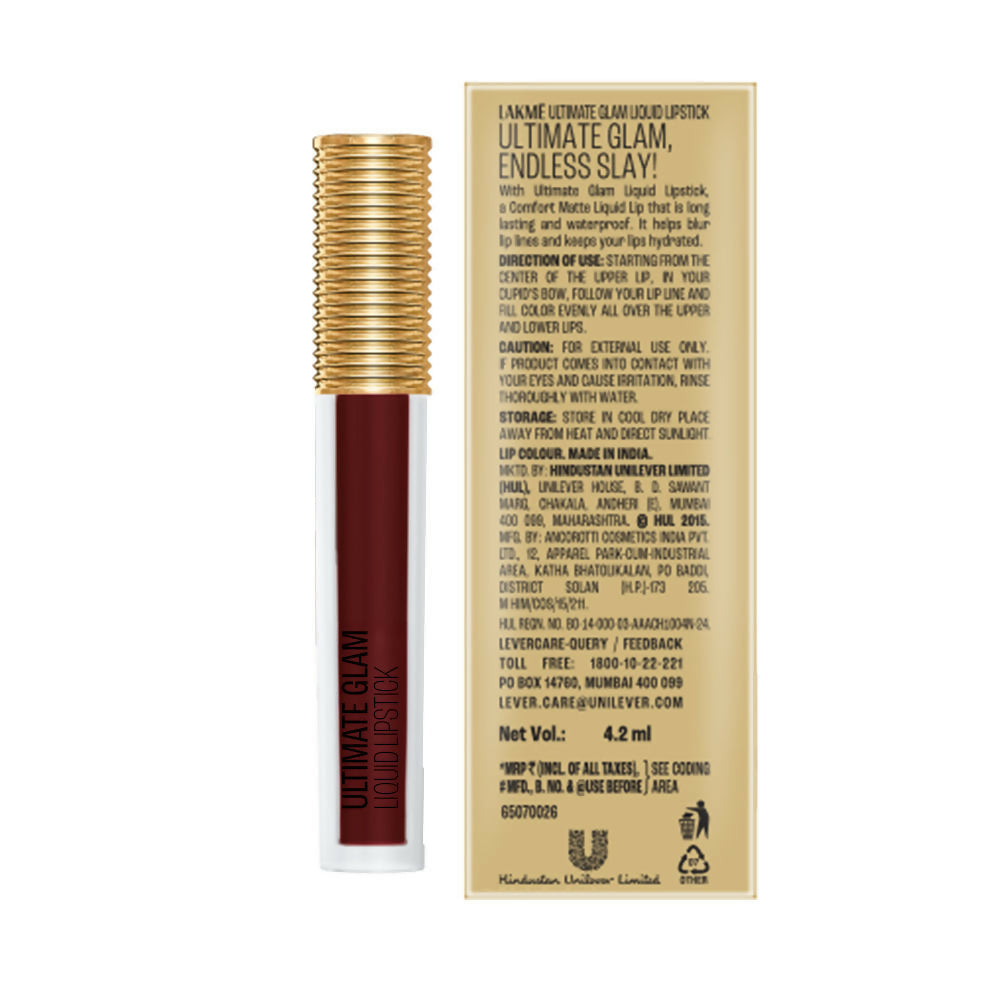 Lakme Ultimate Glam Matte Liquid Lipstick - Red Cherry | Grocsy
