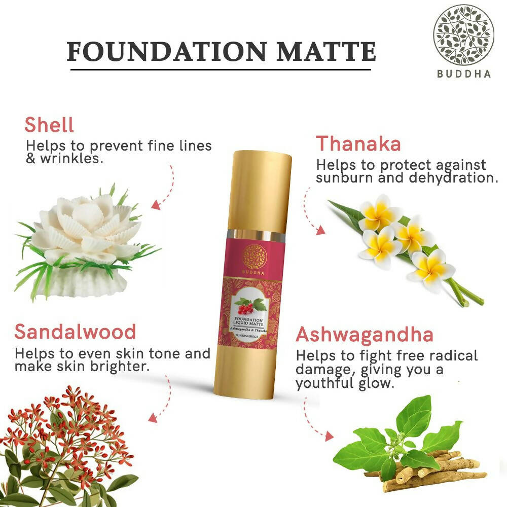Buddha Natural Liquid Foundation Matte Sunkiss Beige | Grocsy