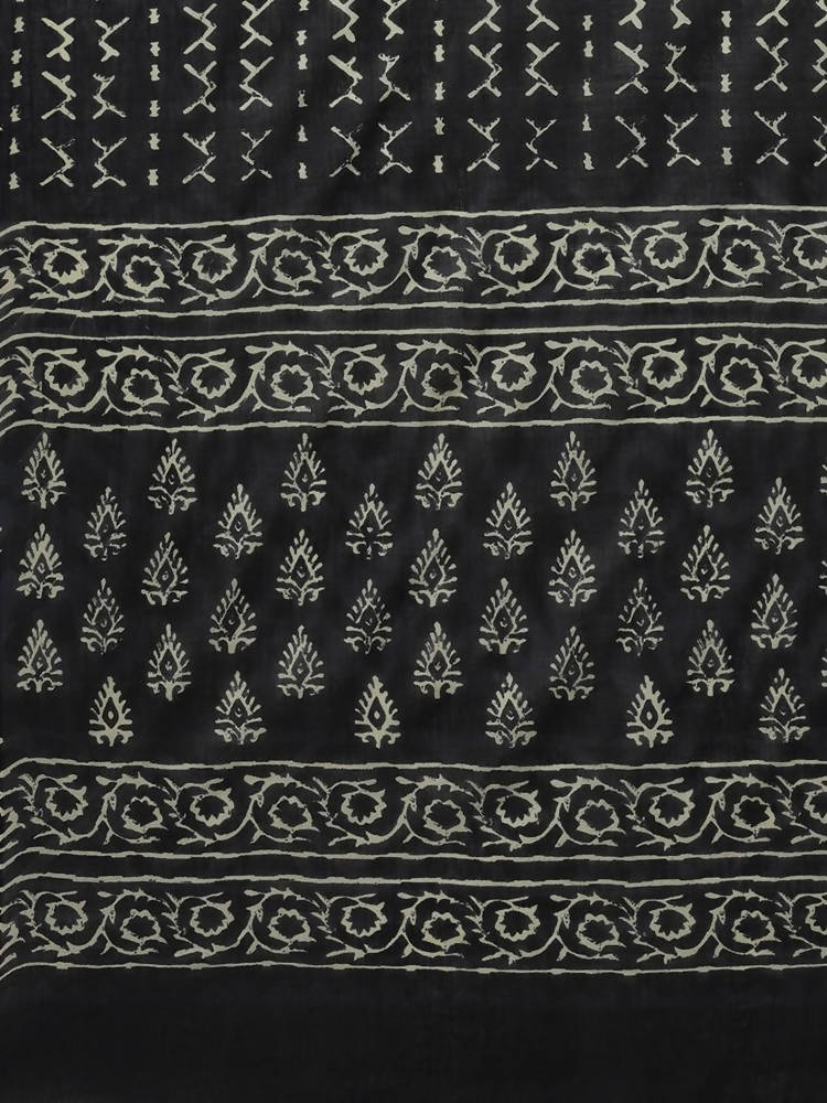 Yufta Women Black Ethnic Motifs Regular Mirror Work Pure Cotton Kurta with Trouser & With Dupatta | Grocsy