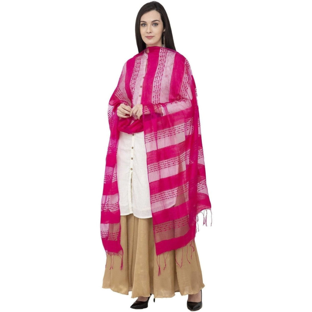 A R Silk Payal Plan Regular Dupatta Rani Color Dupatta or Chunni | Grocsy