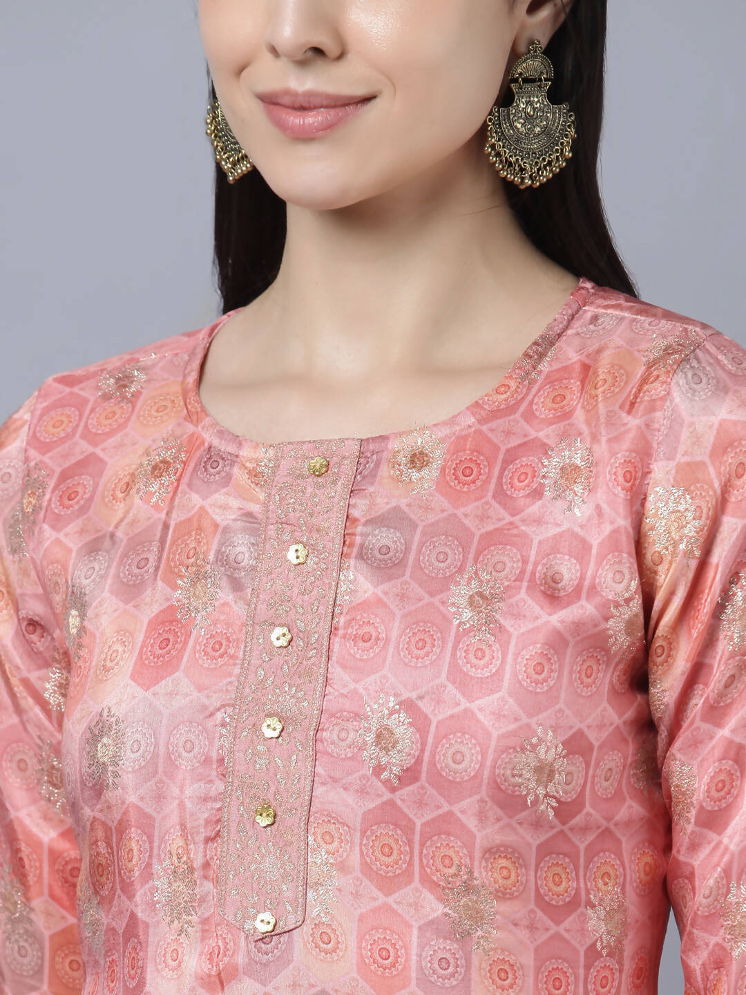 Myshka Stylish Pink 3/4 Sleeve Women's Kurta | Grocsy