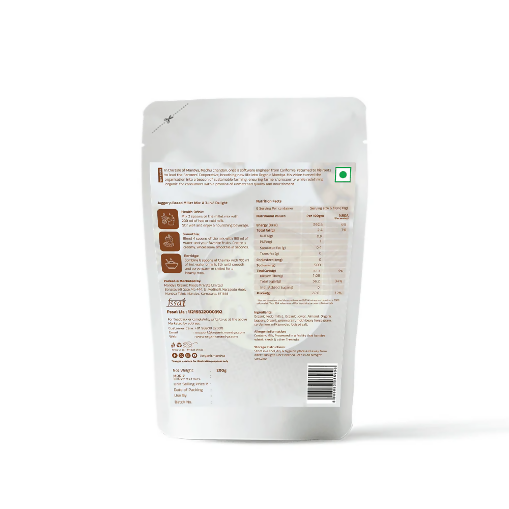 Organic Mandya Millet Badam Milk - Instant Drink | Grocsy