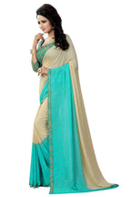 Vamika Rama Green Georgette Printed Contemporary Saree (PADING RAMA) | Grocsy