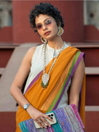 Suta Mustard Solid Mul Cotton Saree | Grocsy