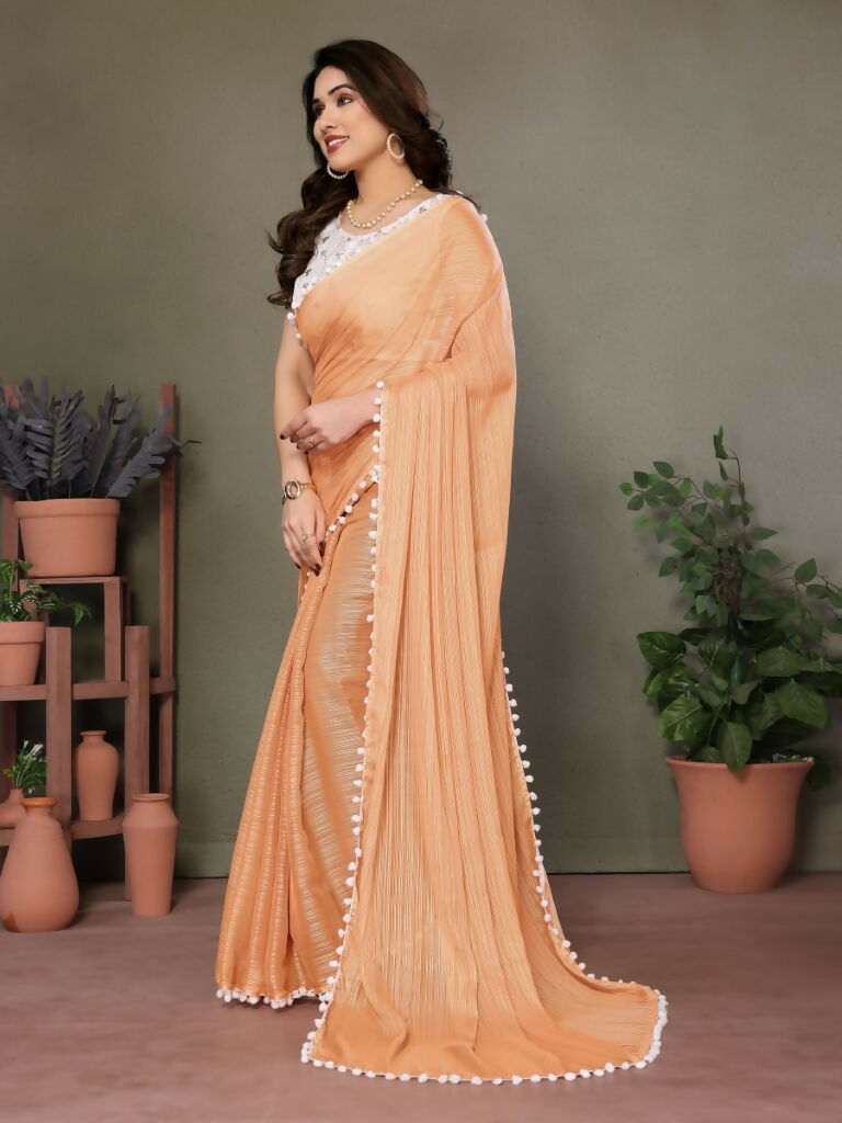 Designer Partywear Yellow Banglor Fancy Saree - Kanak | Grocsy