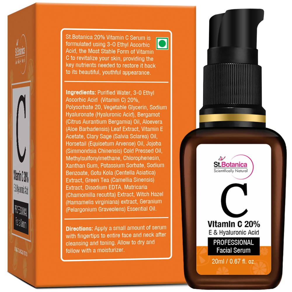 St.Botanica Vitamin C 20% E & Hyaluronic Acid Professional Facial Serum | Grocsy