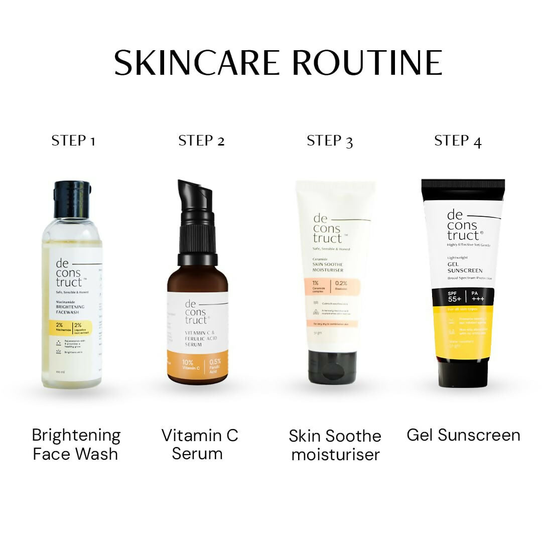 Deconstruct Sun Protect Duo 10% Vitamin C Face Serum + Gel Sunscreen, Get Glowing Skin with Sun Protection, No White Cast, Non Irritating & Lightweight | Grocsy