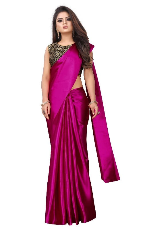 Vamika Pink Satin Designer Saree (PAVITRA RANI) | Grocsy