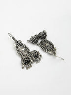 NVR Women's Silver-Plated Choke Oxidized Necklace with Jhumka Earrings | Grocsy
