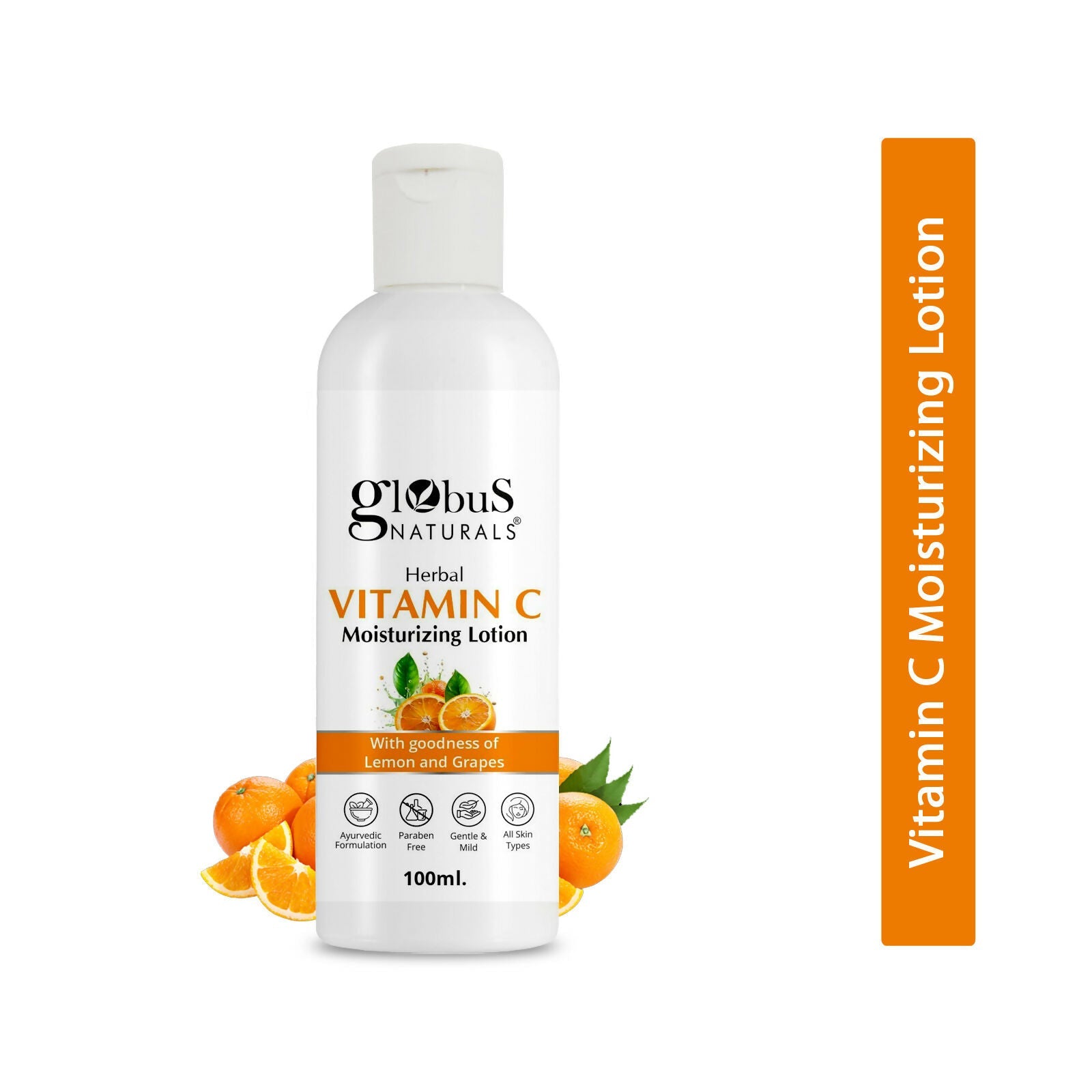 Globus Naturals Herbal Vitamin C Moisturizing Body Lotion For Skin Brightening & Nourishment, Glowing & Youthful Skin, All Skin Types | Grocsy