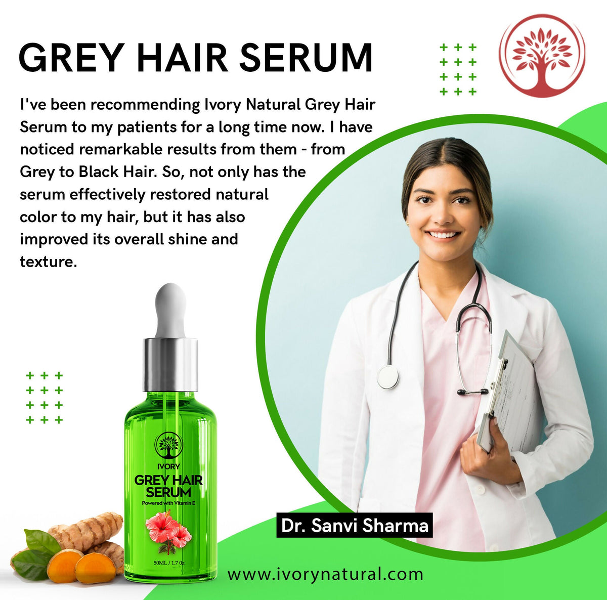 Ivory Natural Grey Hair Serum - Restore Natural Hair Color | Grocsy
