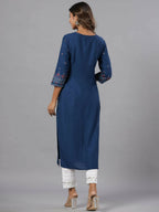 Juniper Women Navy Blue Printed Straight Kurta | Grocsy