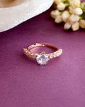 VOJ white CZ-detail Stainless Steel Cubic Zirconia Gold-Polished adjustable finger Ring | Grocsy