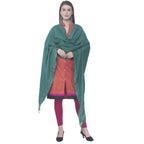 A R Silk Rama Green Color Golden Border Cotton Dupattas and Chunnis | Grocsy