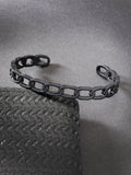 NVR Men's Black Rhodium-Plated Metal Cuff Bracelet
