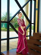 Teeya Creation Rani Color Zimichhu Silk Embroidery Work Saree | Grocsy