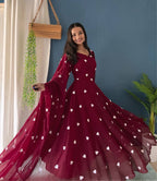 Teeya Creation Rani Color Faux Georgette Heavy Embroidery Work Fully Stitched Gown | Grocsy