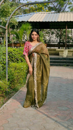 Teeya Creation Mahendi Color Candy Crush Silk Embroidery Work Saree | Grocsy