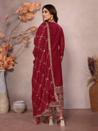 Teeya Creation Maroon Color Faux Georgette Embroidery Work Fully Stitched Salwar Suit | Grocsy