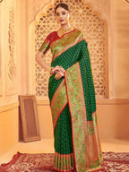 Anaita D Green Silk Saree With Blouse Piece | Grocsy