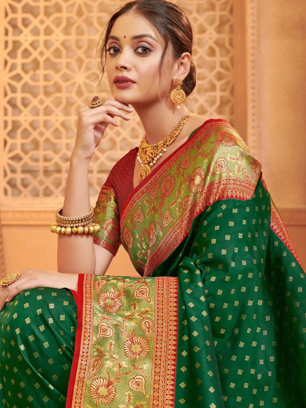 Anaita D Green Silk Saree With Blouse Piece | Grocsy