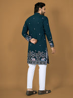 Anaita D Green Embroidery Silk Straight Kurta | Grocsy
