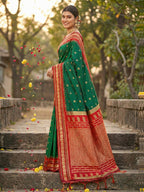 Anaita D Green Silk Woven Saree With Blouse | Grocsy