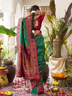 Anaita D Green Silk Woven Saree With Blouse | Grocsy