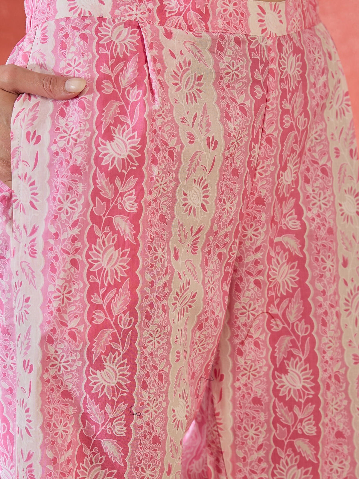 Joban Fashion Printed Pink Pure Cotton Kurta Set | Grocsy