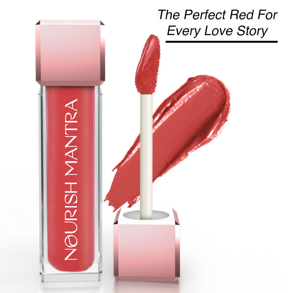 Nourish Mantra Liquid Lipstick Creamy Matte with SPF/ Water Proof, Smudge Proof Shade Masoom Pink-Ishq Vala Red | Grocsy
