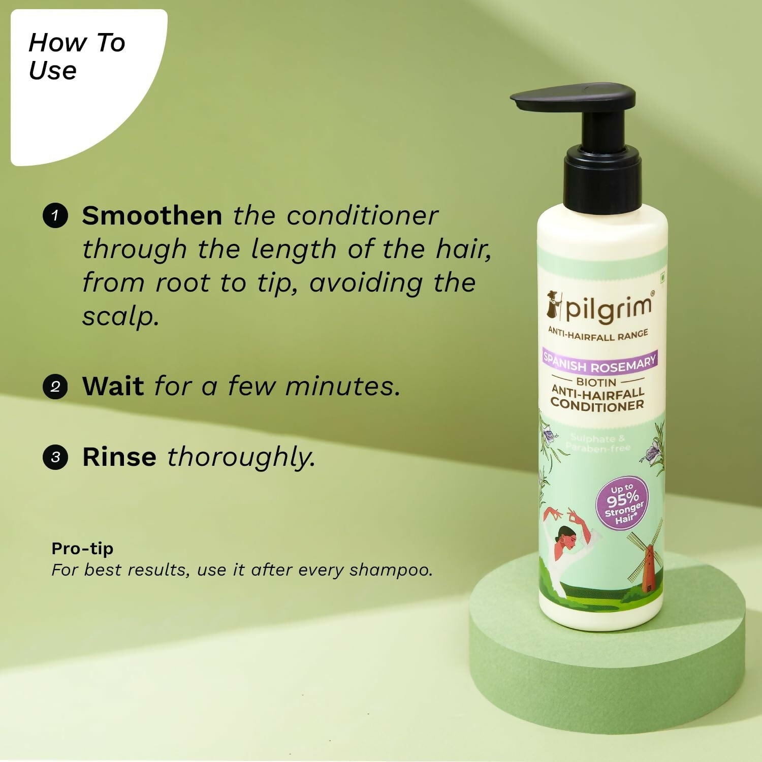 Pilgrim Spanish Rosemary & Biotin Anti Hairfall Conditioner For Reducing Hair Loss & Breakage | Grocsy