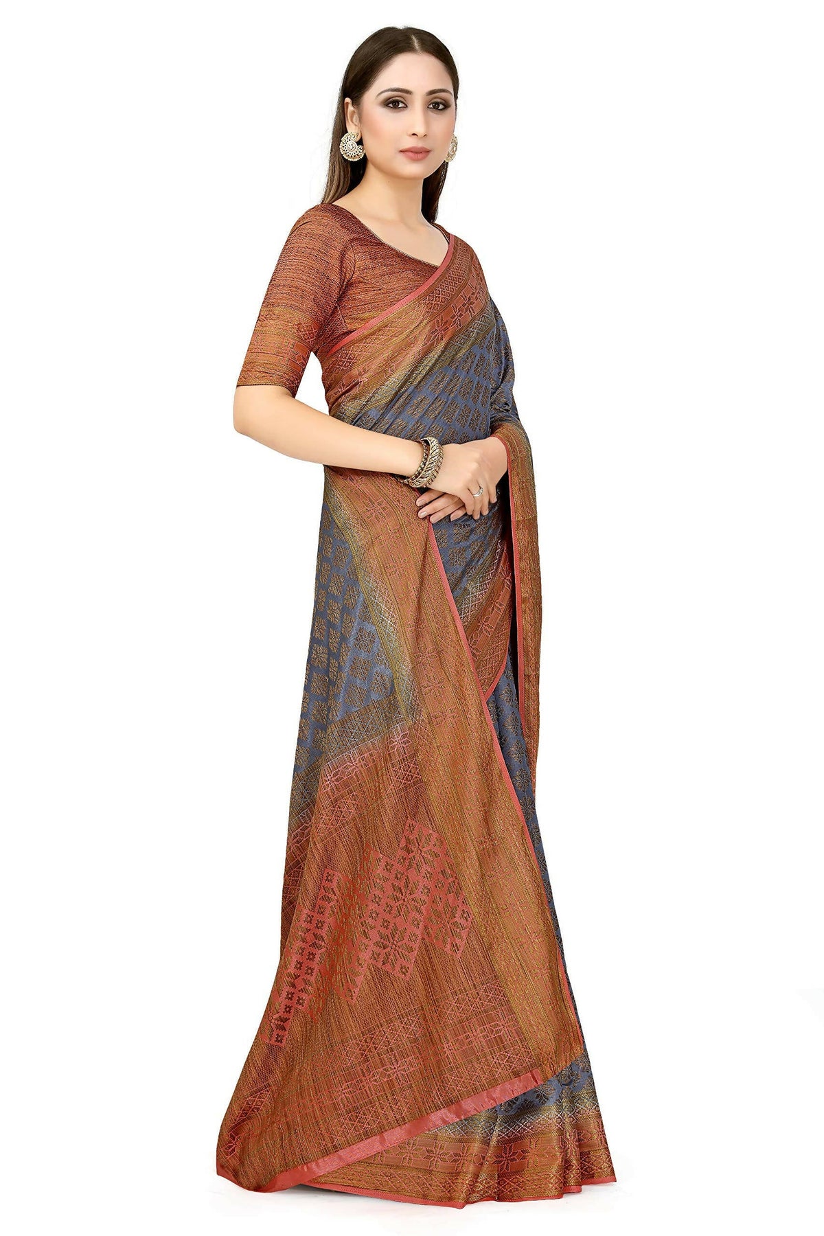 Mimosa Women's Patola Art Silk Grey Saree | Grocsy