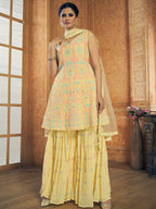Myra Yellow Georgette Embroidered Designer Suit | Grocsy