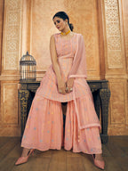 Myra Pink Georgette Embroidered Designer Suit | Grocsy