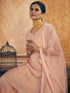 Myra Pink Georgette Embroidered Designer Suit | Grocsy