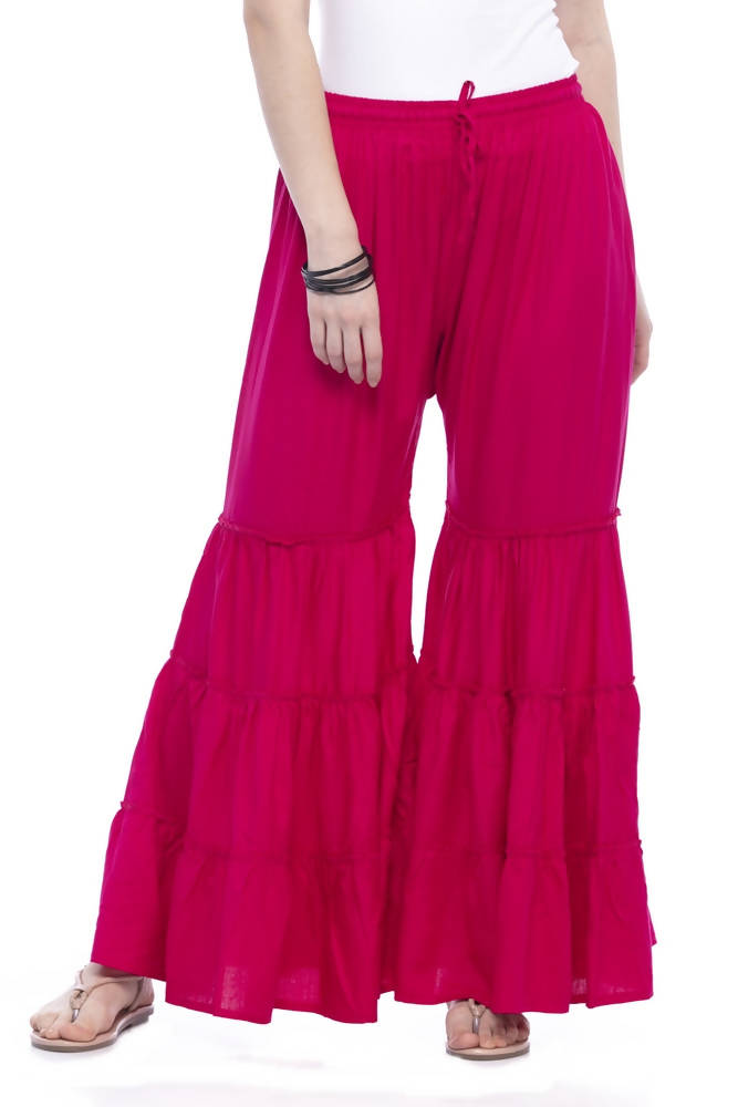 Mominos Fashion Reyon Cotton Magenta Palazzo | Grocsy