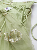 House of Panchhi Lime Green Net Embroideried Round Sequins Lehenga | Grocsy