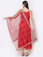 Myshka Red Color Silk blend Solid Kurta With Dupatta Set | Grocsy