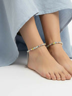 NVR Women Silver Plated Multicolour Artificial Beads Anklet | Grocsy