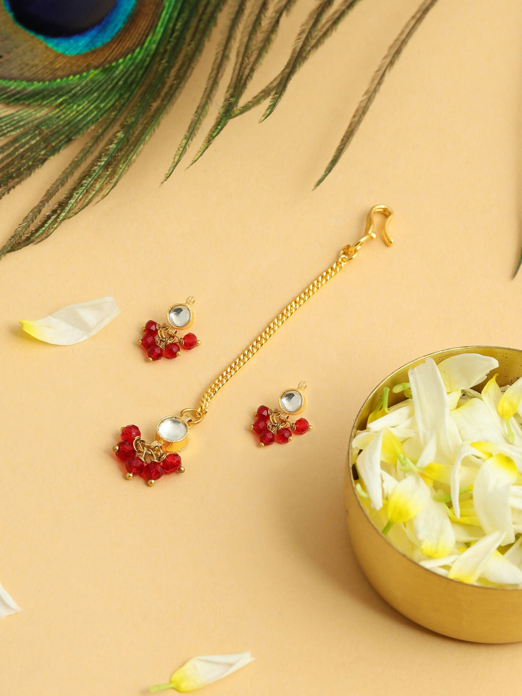 Ruby Raang Noor-E-Laal Pearl Tikka Set | Grocsy