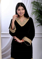 Miravan Women's Black Velvet Dreams Embroidered Co-ord Set | Grocsy